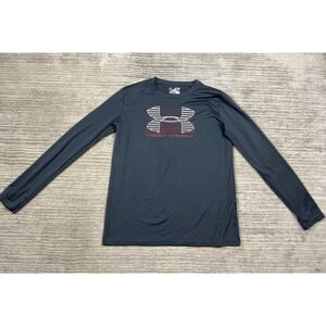 Under Armour Shirt Boys YXL Youth Extra Large Gray Long Sleeve Heatgear Loose